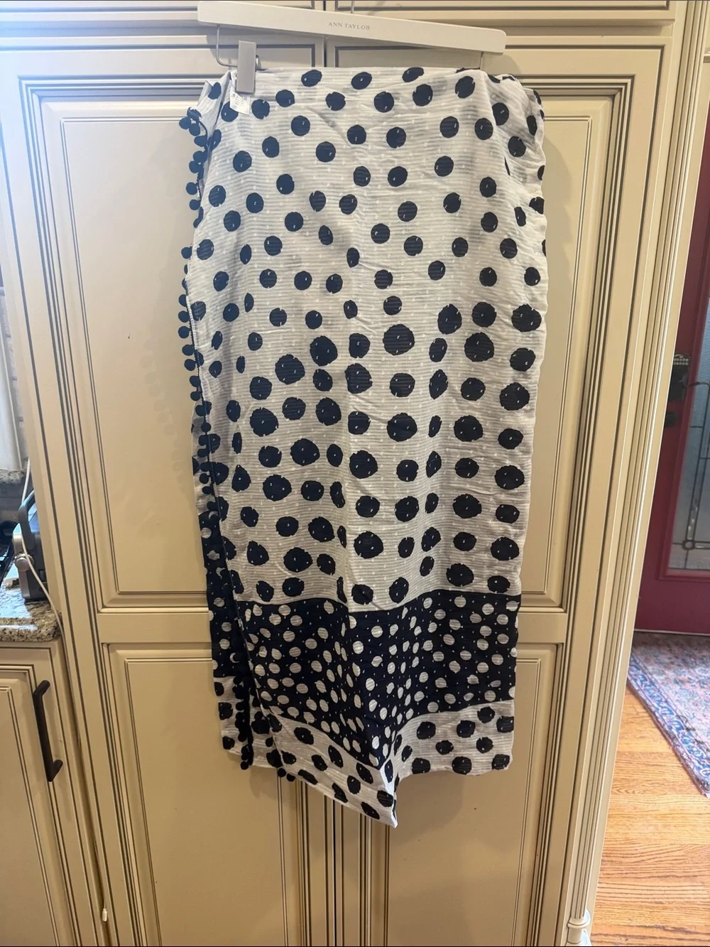 Ann Taylor Blue and White Polka Dot scarf